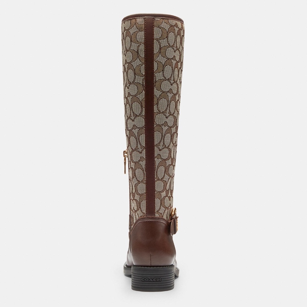 New🤎Coach Riding Boot In Signature Jacquard Color: Oak/Maple - Picture 2 of 3